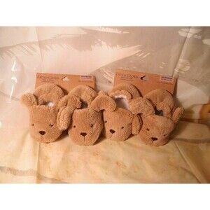NEW (LOT OF 2 PAIRS) by FADED GLORY, NEWBORN UNISEX BABY SLIPPERS (PUPPY OR DOG)
